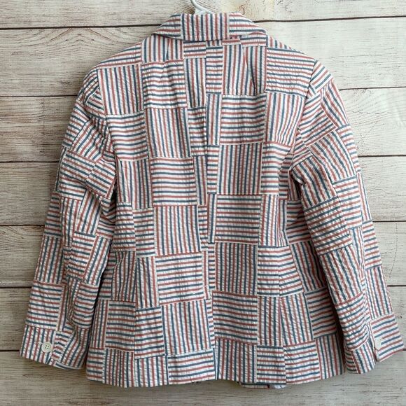 NEW WITHOUT TAGS VINTAGE TALBOTS PATCHWORK SEERSUCKER BLAZER - Picture 5 of 5